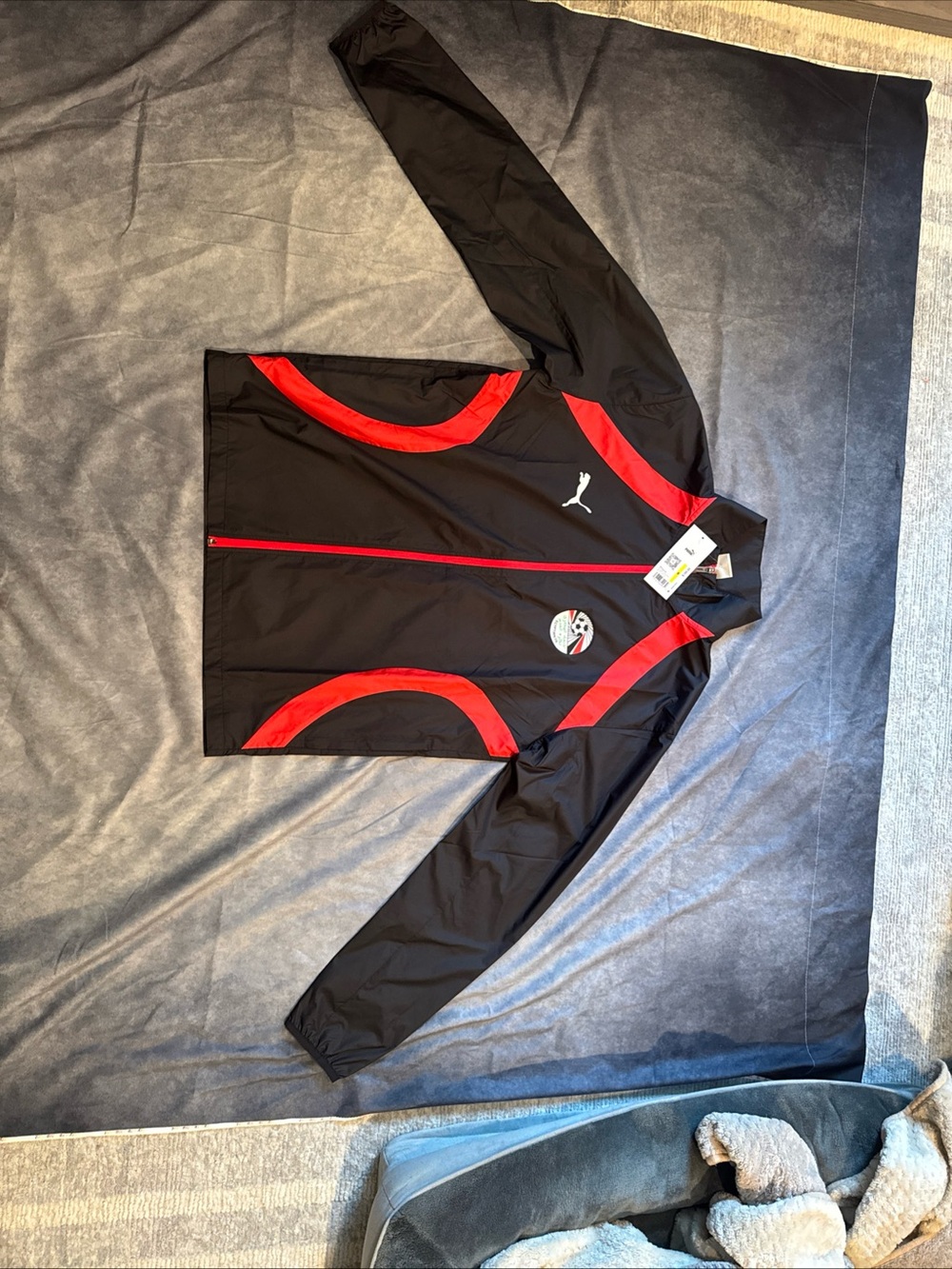 Puma Men’s Black Swim Rash Guard Jacket with Red Accents